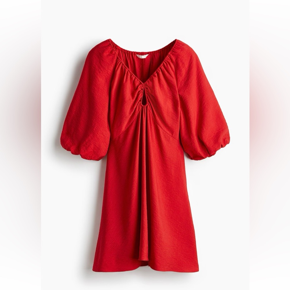 H&M Red Puff Sleeve Dress